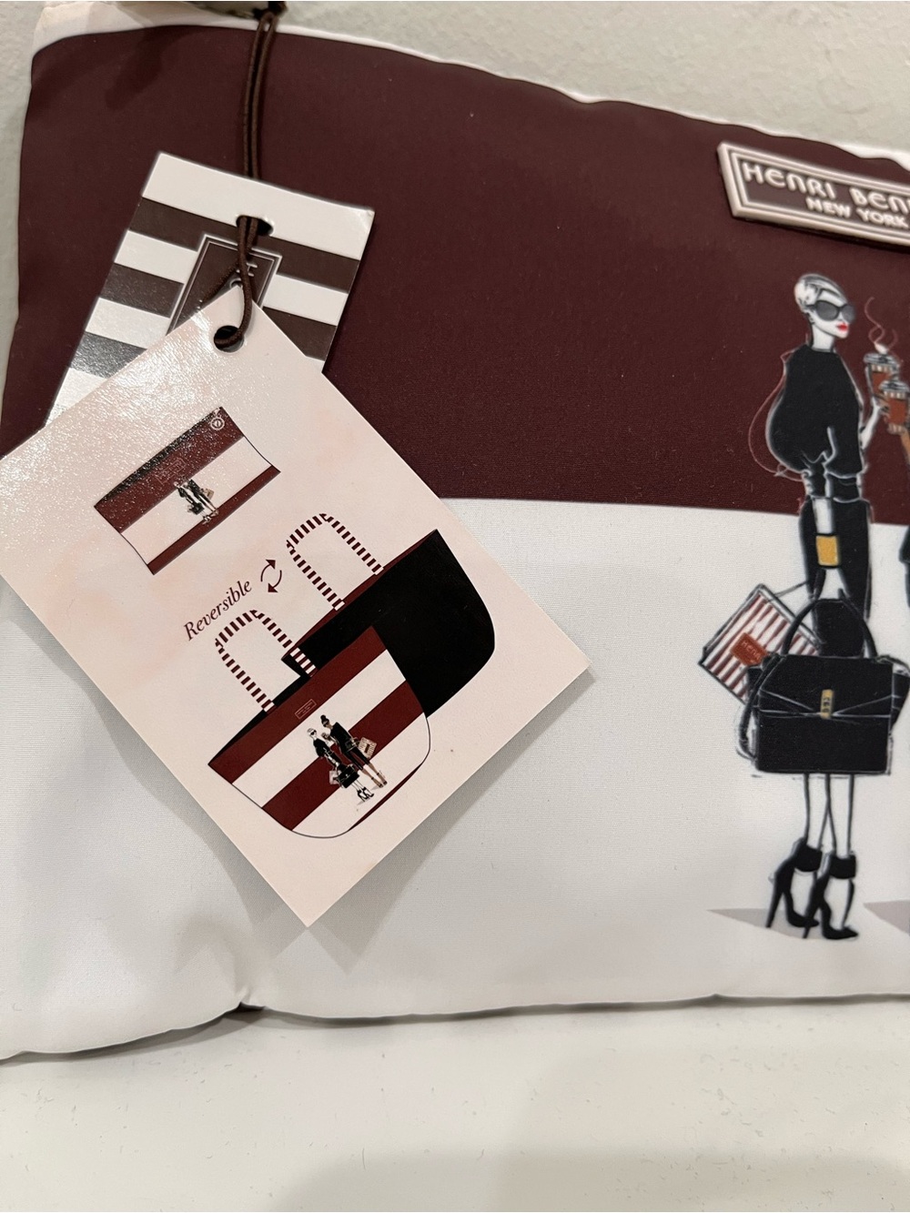 Henri Bendel Uptown Girls Packable Reversible Shopper Tote Set NWT - Picture 2 of 4
